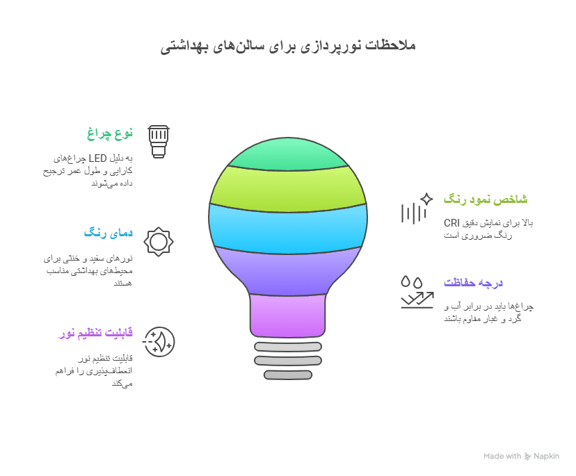 نورپردازی کارخانه تولید محصولات بهداشتی 2 نکات مهم در نورپردازی سالن بهداشتی -