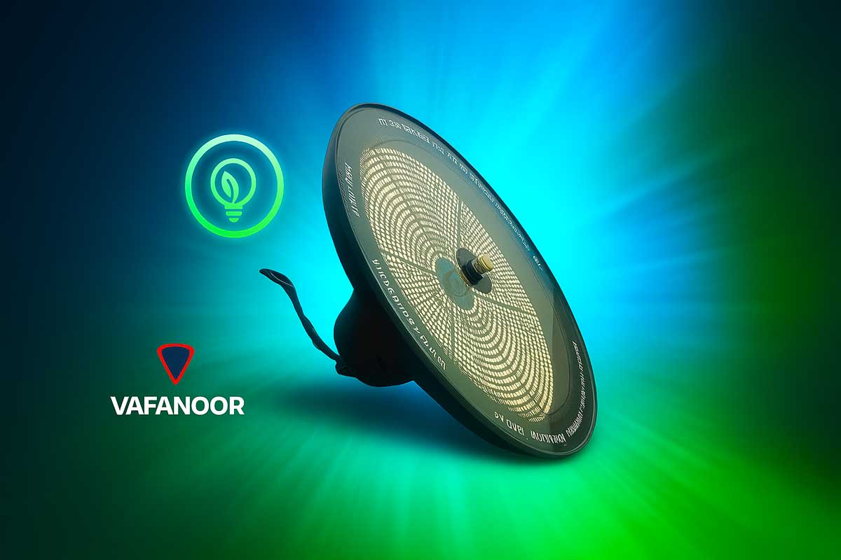 چراغ سوله‌ای SMD صد وات وفانور برای سوله، کارگاه و سالن